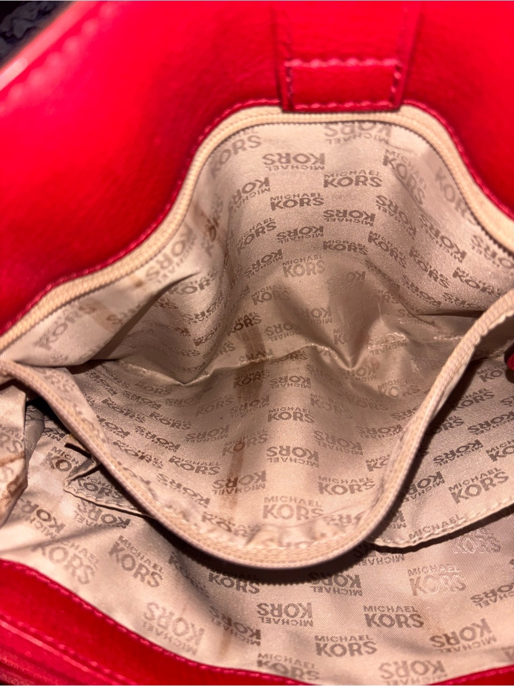 Michael Kors Red Studded Leather Tote Bag with Shoulder Strap - Picture 12 of 12